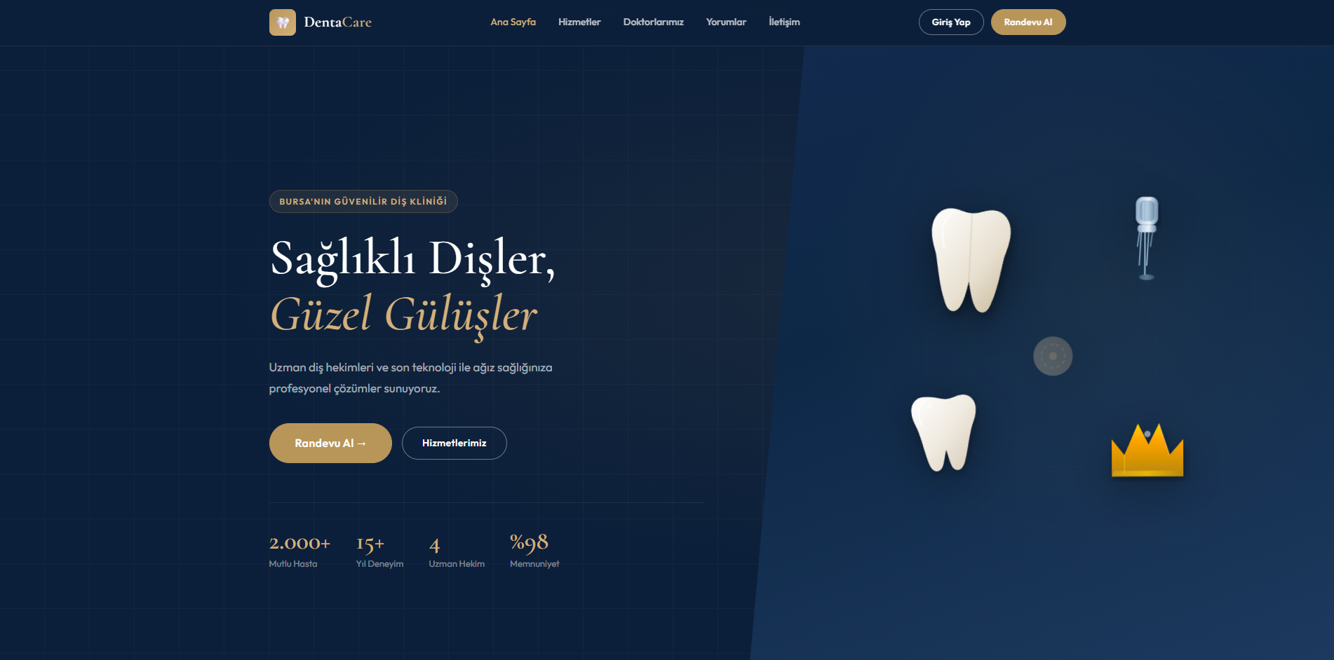 DentCare Diş Kliniği, Diş Doktoru Web Site Yazılımı