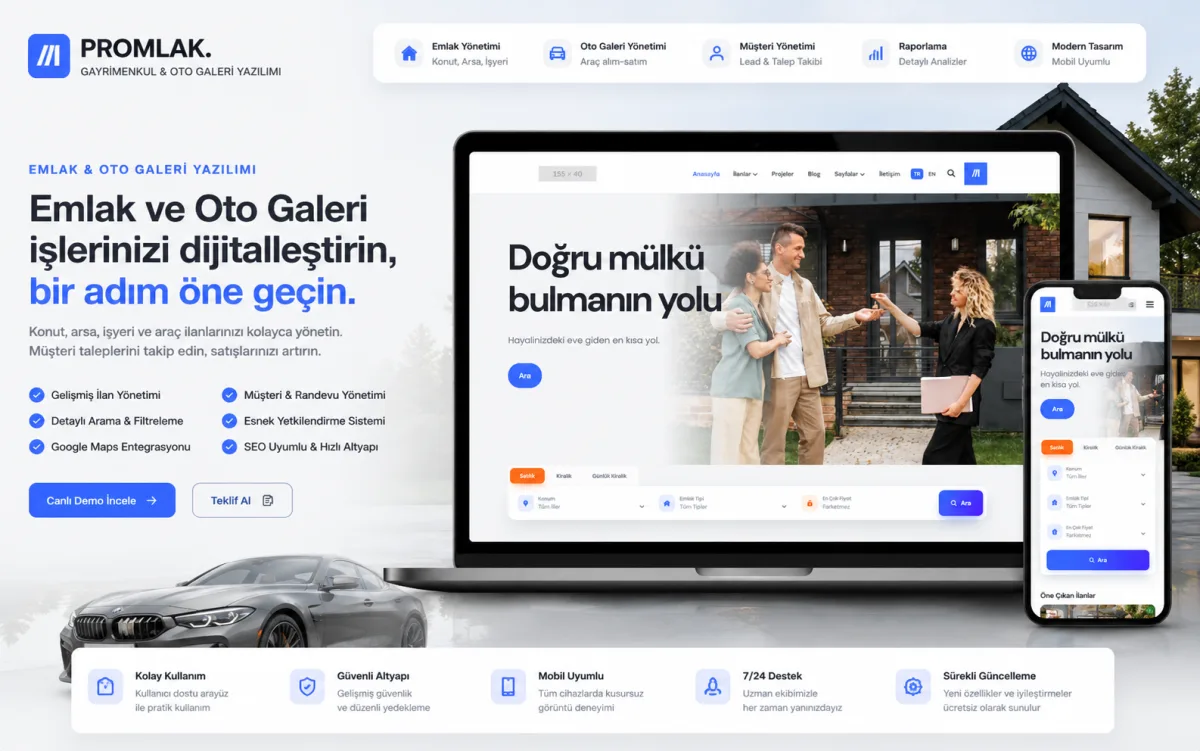Gayrimenkul, Emlak, Oto Galeri Yazılımı