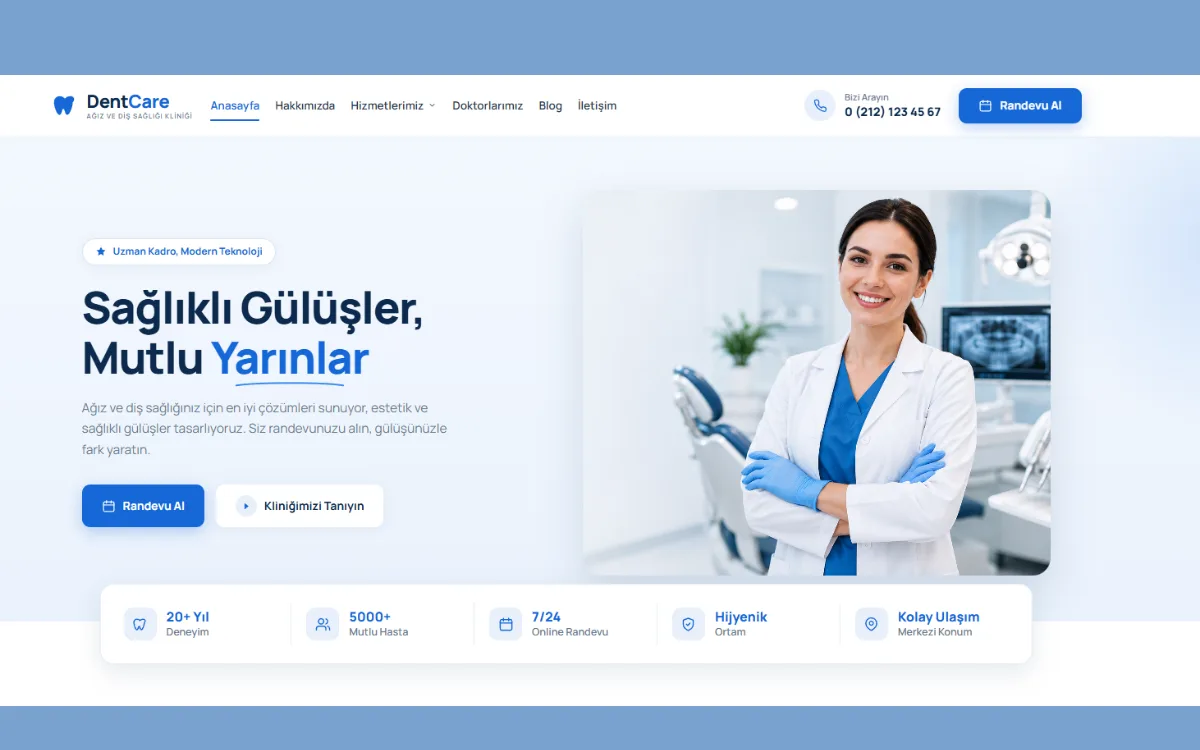 DentCare Ağız ve Diş Sağlığı Klinik Web Sitesi