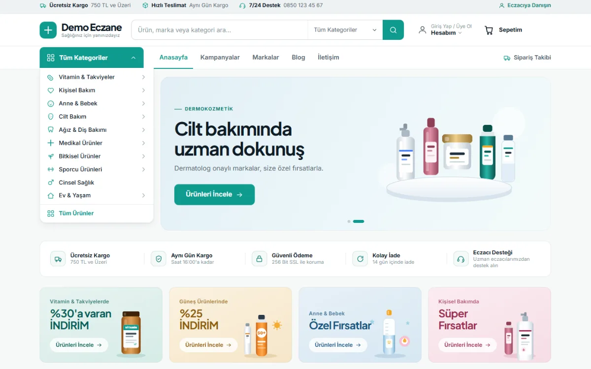 Eczane Websitesi ve E-Ticaret Yazılımı