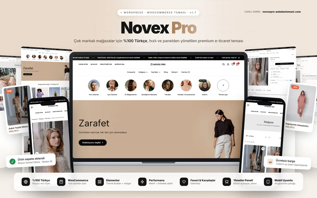 Novex Pro – Çok Amaçlı WooCommerce, E-Ticaret Wordpress Teması
