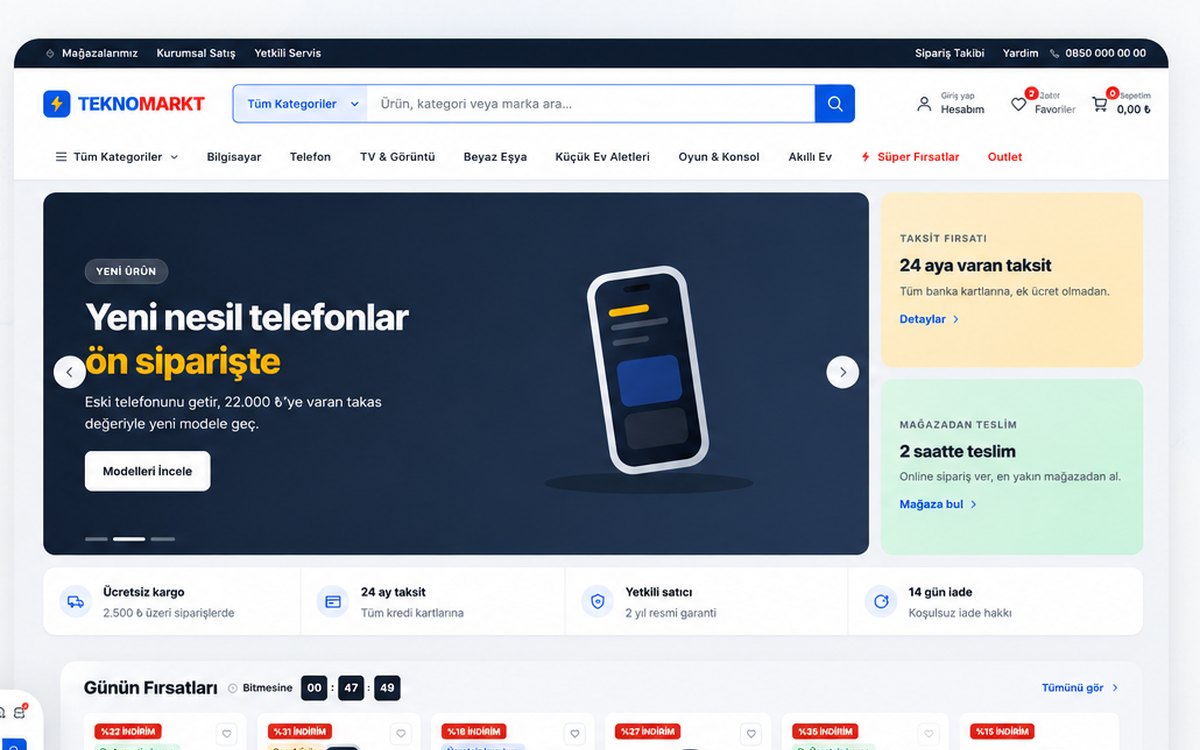 Tekno Markt teması ekran görüntüsü